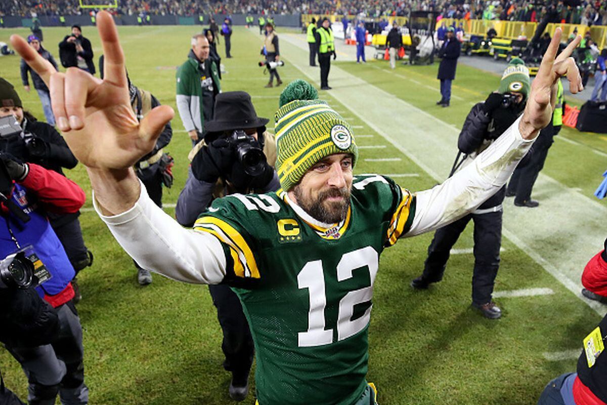 Aaron Rodgers celebrando la victoria de los Packers. (Foto: Getty Images)
