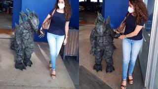 Team Godzilla desde chiquito: Niño se disfraza del monstruo japonés para ir al cine a verlo pelear contra Kong