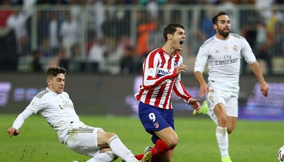 Federico Valverde y la patada que le dio a Morata en la Supercopa. (Foto: Getty Images)