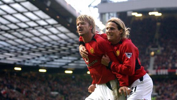 Diego Forlán y David beckham jugaron juntos en el Manchester United. (Foto: Agencias)