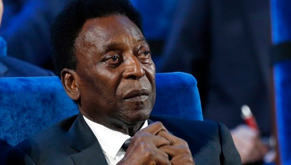 FILE - Brazilian Pele attends the 2018 soccer World Cup draw at the Kremlin in Moscow, Dec. 1, 2017. Brazilian soccer great PelÃ© was hospitalized in Sao Paulo to regulate the medication in his fight against a colon tumor, his daughter said on Wednesday, Nov. 30, 2022. Kely Nascimento added that there was â€œno emergencyâ€ concerning her 82-year-old father's health. (AP Photo/Alexander Zemlianichenko, File)
