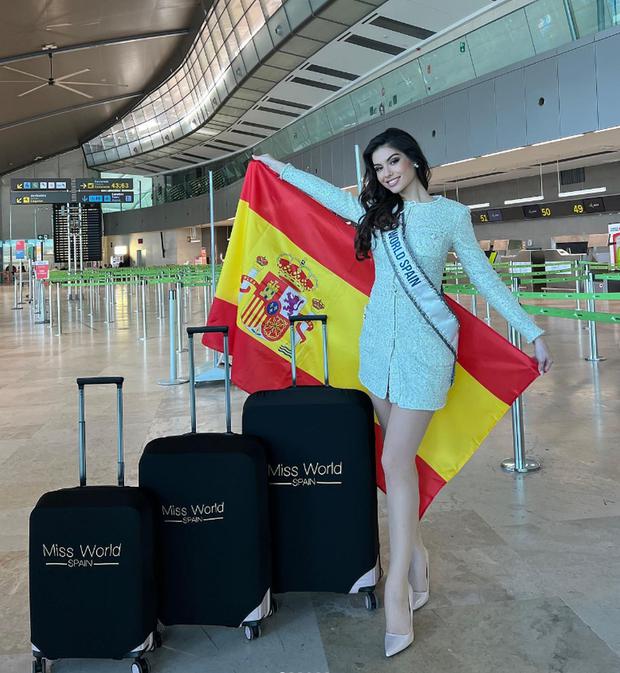 La Miss Mundo España, Paula Pérez, al momento de partir hacia la India para el Miss Mundo 2024 (Foto: Paula Pérez/Instagram)