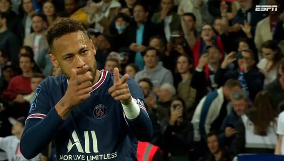 Neymar marcó el 1-0 del PSG vs. Marsella por la fecha 32 de la Ligue 1 (Foto: Captura de ESPN)