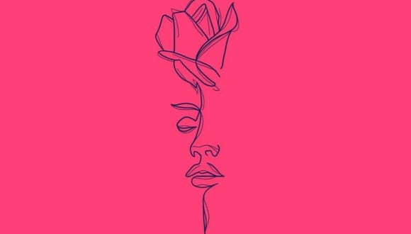 En esta imagen, cuyo fondo es de color rosado, se aprecia el dibujo de una rosa y el de un rostro. (Foto: MDZ Online)