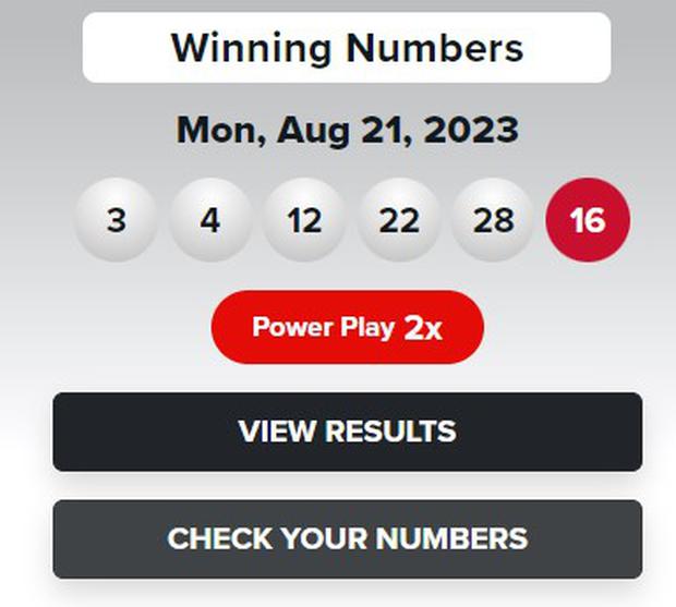 Powerball winning numbers on August 21 (Photo: Powerball)