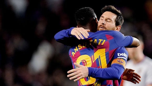 Con dos goles de Ansu Fati y dos asistencias de Lionel Messi, Barcelona venció a Levante en el Camp Nou por LaLiga Santander (Foto: Getty Images)