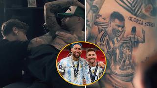 Video viral: Otamendi se tatuó a Lionel Messi con la Copa del Mundo y el ‘10′ no tardó en reaccionar 