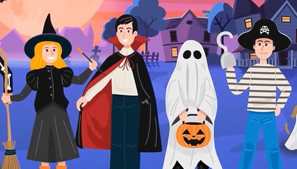 En esta imagen hay 3 personas disfrazadas por Halloween y un fantasma. (Foto: genial.guru)
