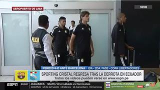 Silencio total: Sporting Cristal arribó a Lima tras la derrota contra Barcelona SC en la Libertadores