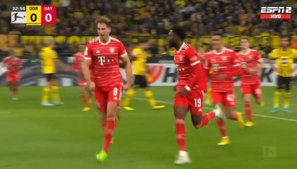 Gol de Leon Goretzka para el 1-0 de Bayern Múnich vs. Borussia Dortmund. (Captura: ESPN)