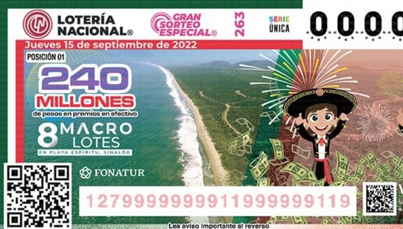 Gran Sorteo Especial del jueves 15 de septiembre: resultados de la Lotería Nacional (Foto: @lotenal).