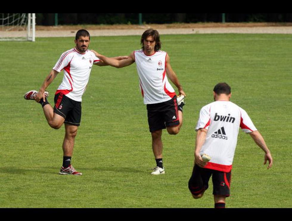 Andrea Pirlo y Gennaro Gattuso en el AC Milan (Getty Images).