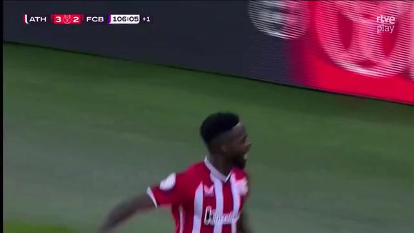 Iñaki Williams anotó el 3-2 de Athletic Club vs. Barcelona, por Copa del Rey. (Video: RTVE)