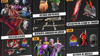 Free Fire: recompensas se la agenda semanal del 16 al 21 de marzo