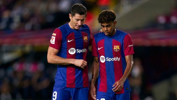 Robert Lewandowski y Lamine Yamal son compañeros en el FC Barcelona. (Foto: Getty Images)