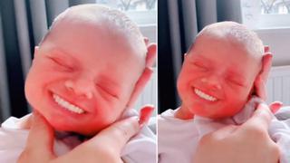 ¡Aterradoramente divertido! Padre usa el filtro de la sonrisa falsa con su bebé y arrasa en TikTok