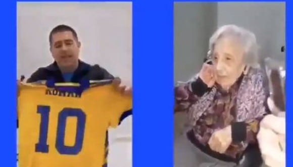 Riquelme cumple deseo a fanática de Boca de 104 años. (Foto: Captura)