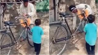 Salta de alegría: padre regala a su hijo una bicicleta de segunda mano y conmueve en las redes [VIDEO]