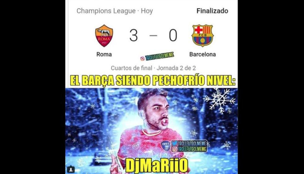 Los mejores memes del Barcelona-Roma por la vuelta de cuartos de final de Champions League. (Difusión)