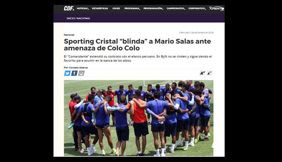 Sporting Cristal: así informó la prensa de Chile.