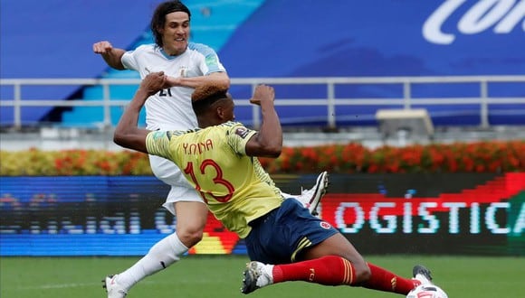 Edinson Cavani ya le marcó un gol a la Selección Colombia en el partido disputado en Barranquilla, válido por la primera vuelta de las Eliminatorias para Qatar 2022. (Foto: EFE)