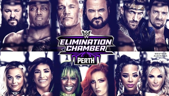 Sigue la cartelera minuto a minuto, resultados, streaming y dónde ver la lucha libre online de WWE Elimination Chamber 2024 en vivo desde Perth, Australia. | Crédito: wwe.com / Composición