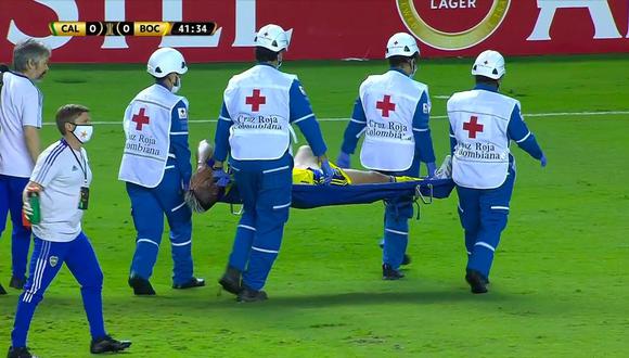 Carlos Zambrano salió lesionado del Boca vs. Deportivo Cali. (Captura: ESPN)