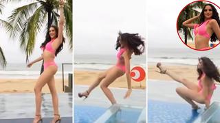Video viral: Miss República Dominicana cae en repetidas ocasiones durante desfile
