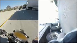 YouTube: la extraña maniobra que le salvó la vida a motociclista al chocar contra camión en marcha [VIDEO]