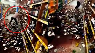 Video viral: La despiden de supermercado y destroza botellas de vino