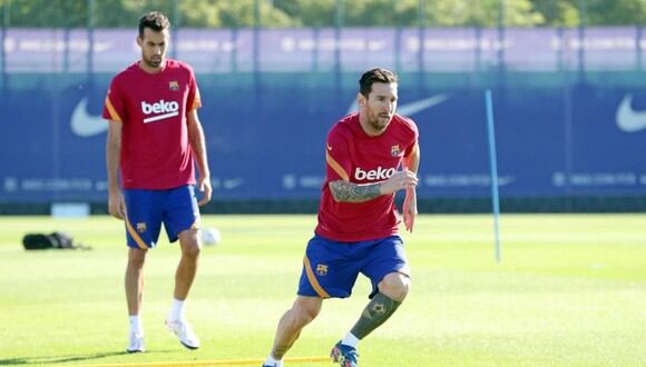 Messi durante el entrenamiento de este jueves. (Foto: FC Barcelona)