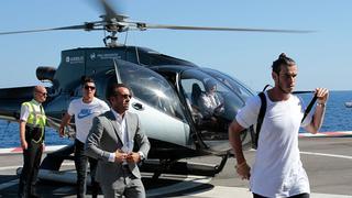 La llegada de Bale, Ronaldo y Griezmann en helicóptero a la Champions League