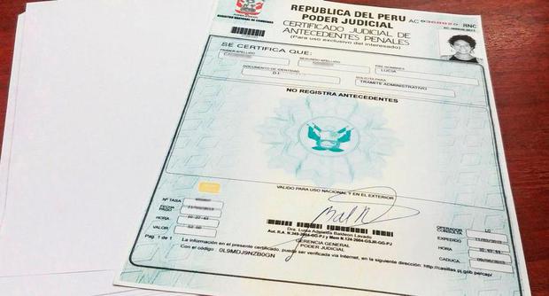 Certificado de Antecedentes Penales en Perú (Foto: Poder Judicial)