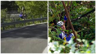 YouTube: ciclista se salvó de milagro  tras impresionante caída del barranco en plena competencia [VIDEO]