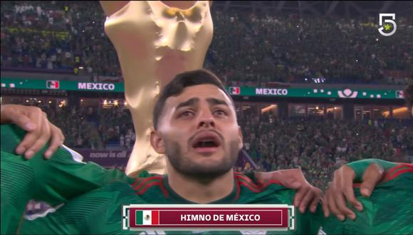 Alexis Vega lloró al cantar el himno con México en el Mundial Qatar 2022. (Foto: Captura)