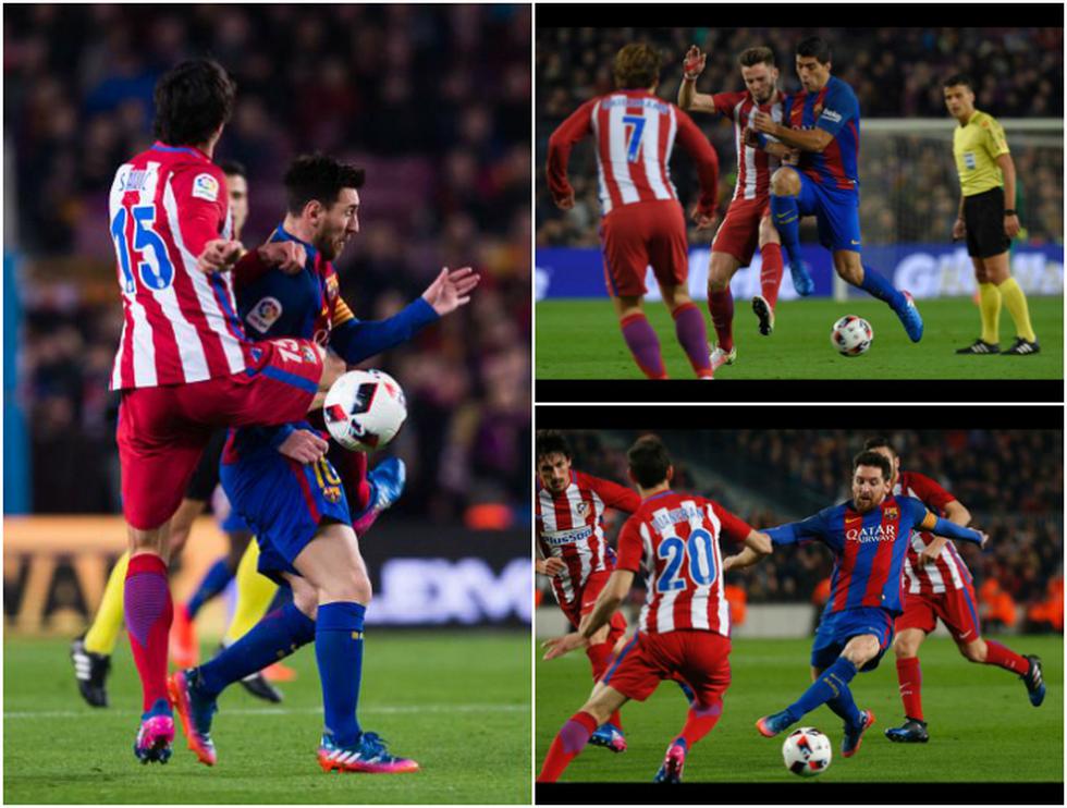 La presión del Atlético de Madrid al ataque del Barcelona (Getty Images).