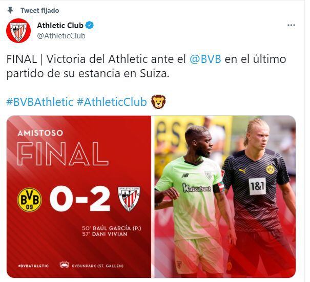 El Dortmund de Haaland perdió en amistoso ante el Athletic Club.