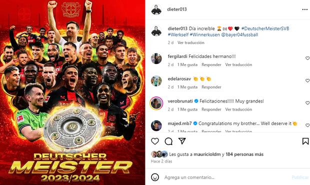 Dieter Schreiber celebró el título del Bayer Leverkusen en sus redes sociales. (Imagen: Difusión)