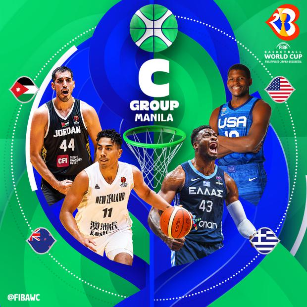Estados Unidos, Jordania, Nueva Zelanda y Grecia forman el Grupo C del mundial de Básquet 2023 (Foto: FIBA Basketball World Cup 2023 / Twitter)
