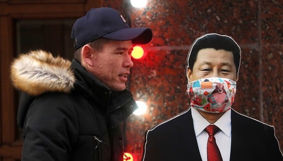 A pesar que en Wuhan ya se controló la expansión del virus, el resto de China aún toma las precauciones necesarias. Aquí un retrato de Xi Jinping con mascarilla en las calles de Rusia. (Getty)