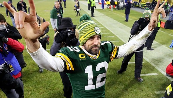 Aaron Rodgers celebrando la victoria de los Packers. (Foto: Getty Images)