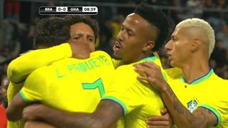 Por la vía aérea: gol de Marquinhos para el 1-0 del Brasil vs. Ghana [VIDEO]