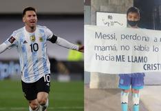 Un niño fue a Ezeiza a disculparse con Lionel Messi por tener el nombre de Cristiano