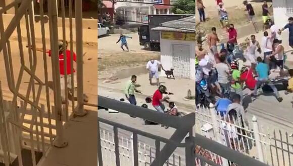 Un video viral muestra el tremendo castigo que recibió un delincuente por parte de los habitantes de un barrio colombiano. | Crédito: @DeJhoLopez / Twitter.