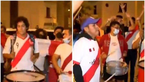 Hinchas de la selección peruana realizaron un banderazo en el hotel de concentración. (Foto: Captura TV Perú)