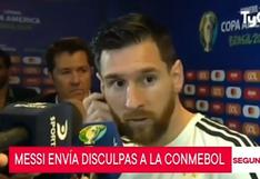 Lionel Messi se disculpó ante Conmebol