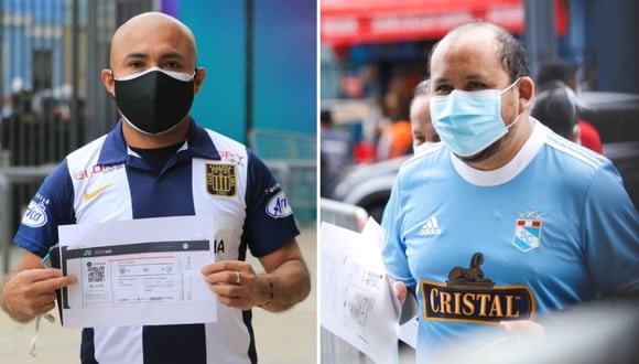 Hinchas de Alianza Lima y Sporting Cristal llegan al Estadio Nacional. (Foto: Liga 1 / Collage)