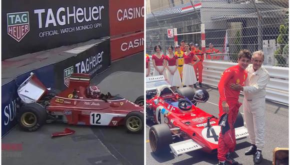 Charles Leclerc chocó la histórica Ferrari de Niki Lauda. (Foto: Captura)