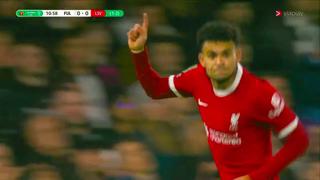 Gol madrugador de Luis Díaz para el 1-0 Liverpool vs. Fulham por la Carabao Cup