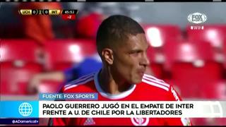 Inter de Paolo Guerrero empató de visita ante la U. de Chile por la Libertadores